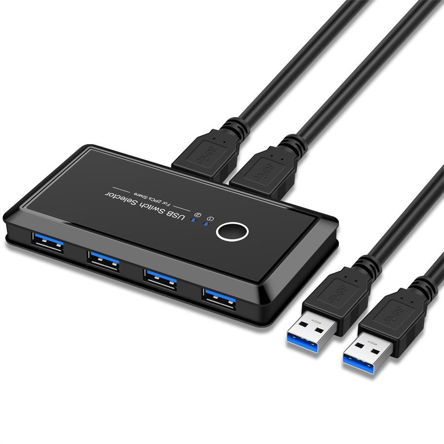 

Переключатель USB 2.0 для ПК, сканера, клавиатуры, мыши, принтера, 2 компьютера, совместно использующие 4 устройства, USB-порт