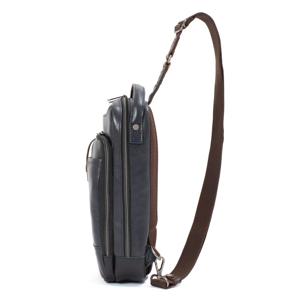 Doubles Men's Leather Body Bag, A5 Size Storage, BKS-7041 (Navy)