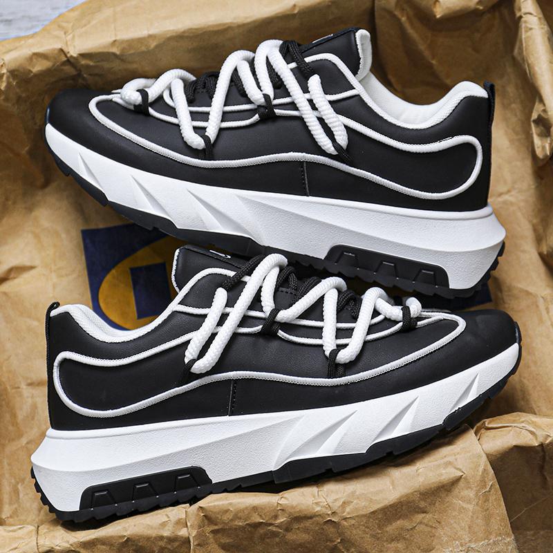 

Мужская обувь 2025 новая обувь интернет-знаменитости того же однотонного цвета, повседневная, универсальная, трендовая, грязеотталкивающая, белая обувь, чисто черные кроссовки для пап 44