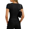 Damen Slim-Fit V-Ausschnitt Kurzarm T-Shirt Top