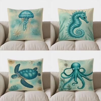 Home Decor Aquatic Jellyfish Design Pillow For Home Decor Pattern Cushion Cover Suitable For Sofa Bedroom Car Pillow Cover