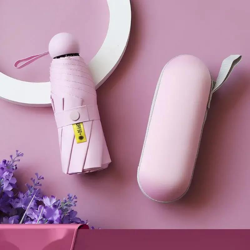 8-Ribs Sun Umbrella Portable Mini Umbrella Sun Protection Capsule Umbrella Parasol with Box UV Folding Pocket  Umbrella