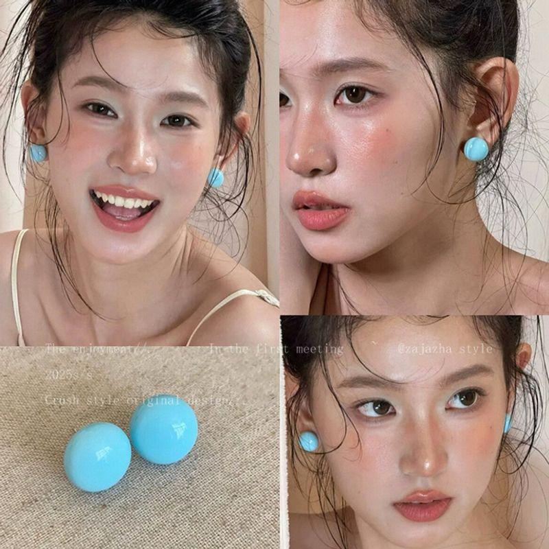 

Super White! Fresh Candy Color Ball Stud Earrings Women Summer Taro Purple Korean Series Elegant Simple Sweet Earrings Sky Blue Ball
