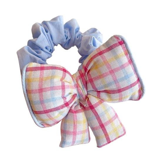 

Hair Tie Dot Plaid Print Handcrafted Bow Flower Design Hair Rope Soft Fabric High Elasticity Pastoral Style Hair Band Hair