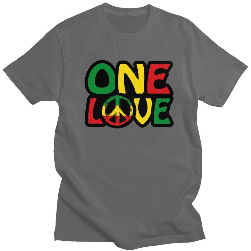 Custom ONE LOVE With Peace Symbol T Shirt for Men Tshirt Casual Tees Jamaican Reggae Tshirt Clothing