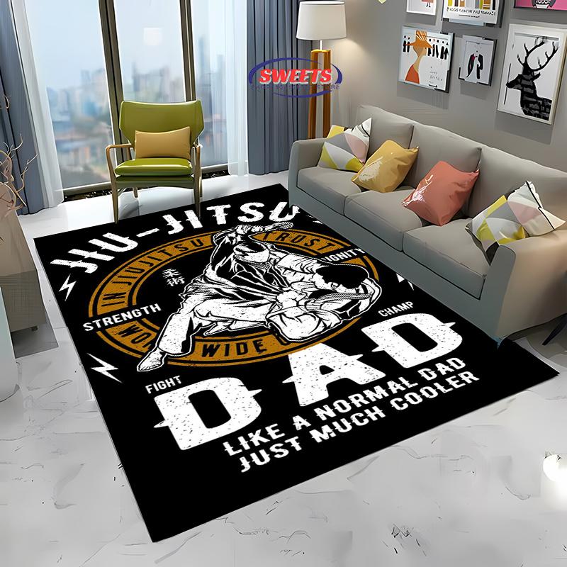 3D Jiu-Jitsu Warrior Japanese Bjj Gi & Black Belt Mma Rug, Carpet for Living Room Bedroom Sofa Doormat Decor Non-slip Floor Mat