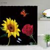 Green Tropical Rainforest Plant Shower Curtains Flower Leaf Leaves Bathroom Decor Waterproof Bath Curtain Polyester Fabric Hooks