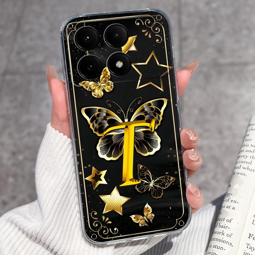 Casing For Redmi K70 K80 K60 K50 K40 K30 K20 Pro K70e K60e K90 Pro Max Phone Case Premium Letters Pattern Transparent TPU Back Cover For Redmi Housing