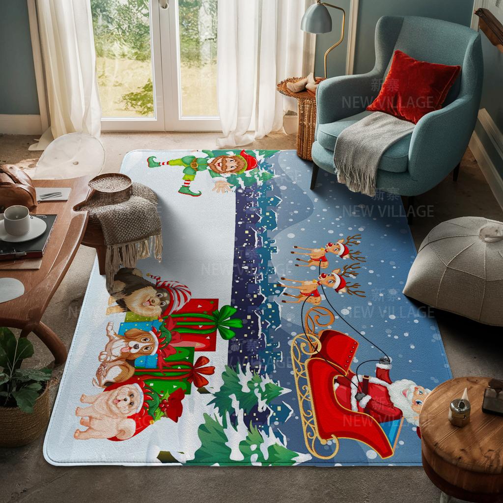 House Entrance Carpet Home Door Mat Living Room Bath Foot Bathroom Non-slip Water Absorption Rugs Bath Merry Christmas Winter