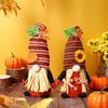 10.6/11.8inch Fall Gnomes Plush Decoration Orange Thanksgiving Gnome Elf Dwarf Figurine With Faux Straw Beard Banner And Pumpkin