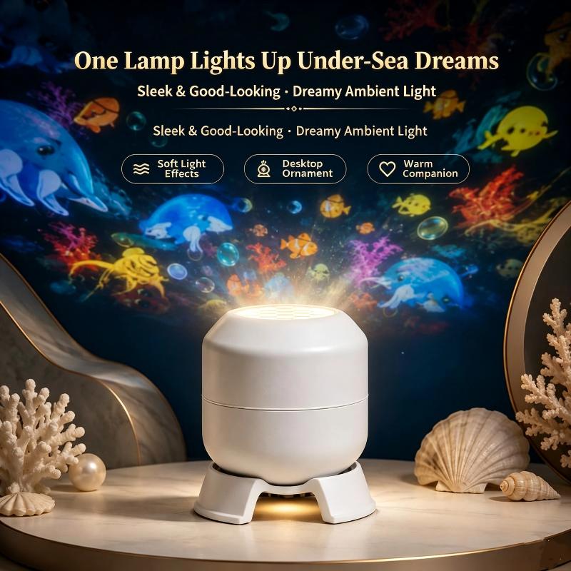 LED Starry Sky Ocean Projector Light USB Powered 360° Rotation Easy Operate Ambient Light for Bedroom Camping Decor
