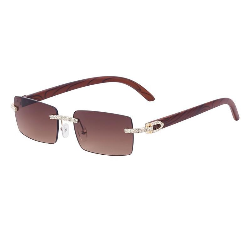 

JYL TS Men s Retro Rimless - Diamond-Wood Temple Premium Sun Shades ZZC-7548 c-640 бледно-коричневый