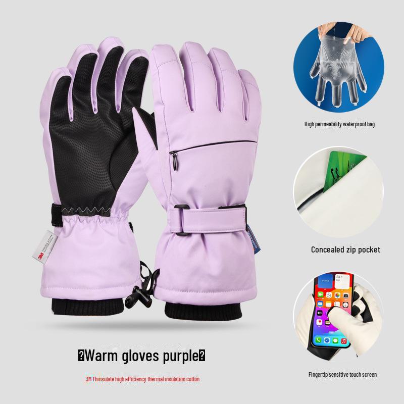 Velvet-Thick, Waterproof, Non-Slip Winter Ski Gloves for Men & Women - Windproof, Warm, Touchscreen, Perfect for Outdoor Activities.
