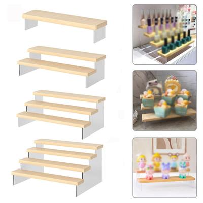 Wooden Display Stand Jewelry Showcase Storage Holder Collectibles Shelf Organizer Dessert Cupcake Perfume Storage Rack