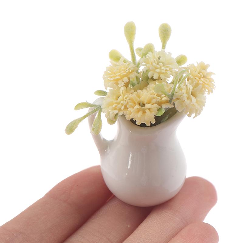 1:12 Dollhouse Miniature Flowers Fairy Garden Ornament Potted Plant Flowers Pot