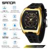 Sanda Dual Display Multifunctional Waterproof Luminous Men's Wristwatch 