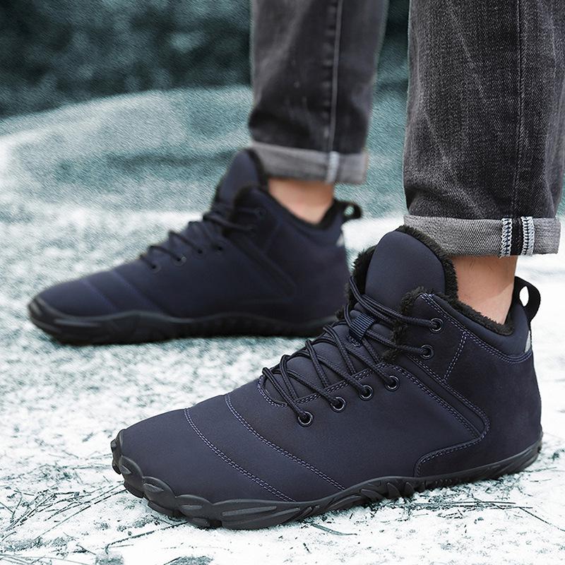 

Winter Wide Toe Barefoot Men Snow Boots with Fur Warm Boots Outdoor Cold Resistance Rubber Sole Travel Hiking Shoes Men Boots 36