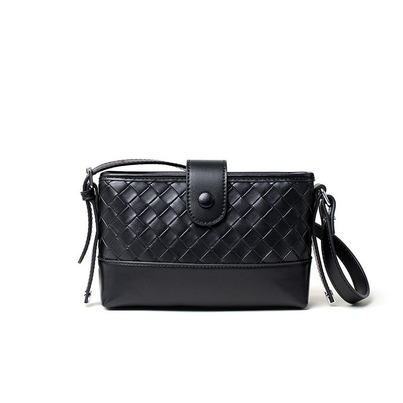

Woven bag mobile phone bag women s new leather women s bag women s bag niche design shoulder bag чёрный