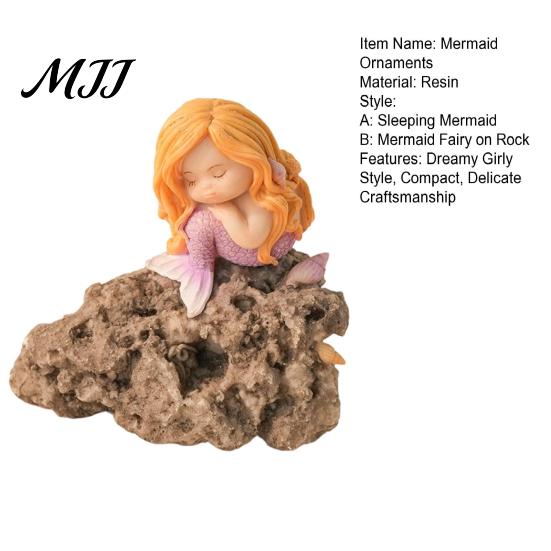 Mermaid Ornaments for Desktop Sleeping Figurine, Resin Cute Statue, Mini Ornament Desktop, Lovely Collectibles Car Interior, Fish Tank Micro Landscape