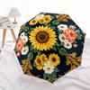 Floral Elegance: Sunflower & Rose Decorative PlateUmbrella, Portable 3-Fold Compact Umbrella,Christmas Gift ES367