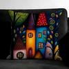 Painted Forest House Cushion Cover Pillowcase Ultra Soft Skin Friendly Fabric Cloud Like Comfort & Concealed Zipper