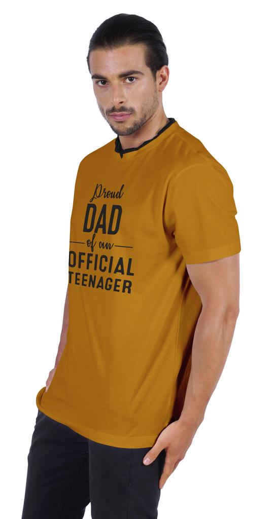 Inkmeso Graphic "Proud Dad Of Our Official Teenager"Tshirt For Proud Daddy Men  s Round Neck Tee