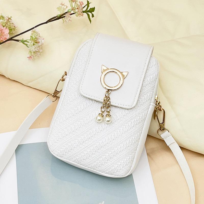Korean Style Phone Crossbody Bag Trendy Textured Shoulder Purse for Women