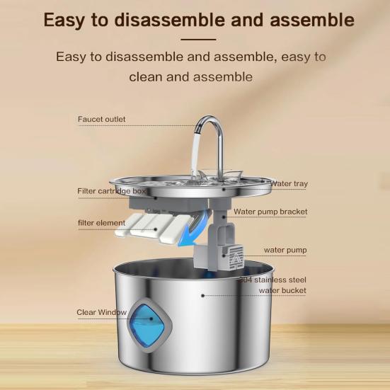 Fontanna dla psa ze stali nierdzewnej o pojemności 108 fl oz Fontanna do picia dla zwierząt cicha praca naturalna cyrkulacja filtracja fontanna do wody