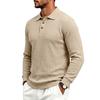 Men S Long Sleeve Polo Shirt Casual Fitted Jacquard Solid Color
