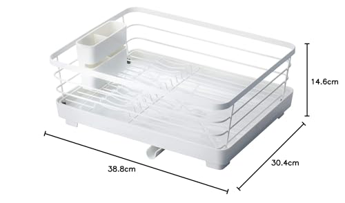 Asvel Silicone Dish Drainer, White, 30.4 x 38.8 x 14.6 cm, Poze Double-Coated Wide Dish Drainer