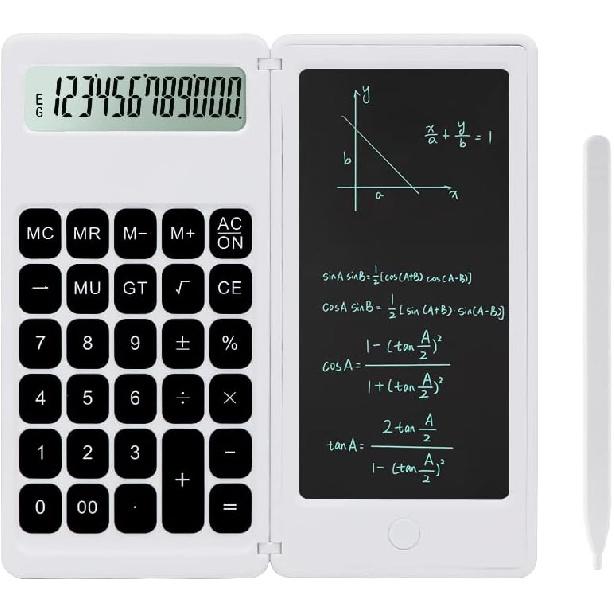 Desk Calculator, Desktop Small Calculators with Writing Notepad, Basic 4-Function Math Large Button Calculator, School Supplies for Kids, Middle/High