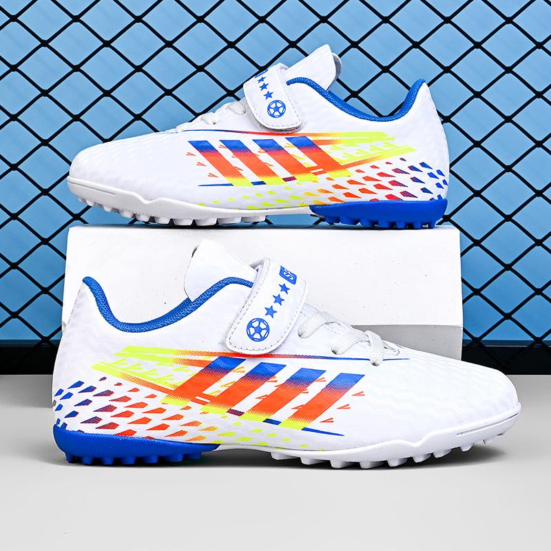 Children's Football Shoes Boys AG Spikes Artificial Grass Sports Outdoor Game Training Shoes TF Broken Nails Flat Bottom Girls