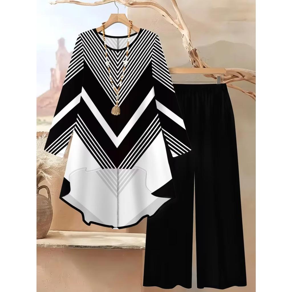 Ladies', Fashionable, Elegant, Printed Set, Polka Dot, Loose, Casual Set