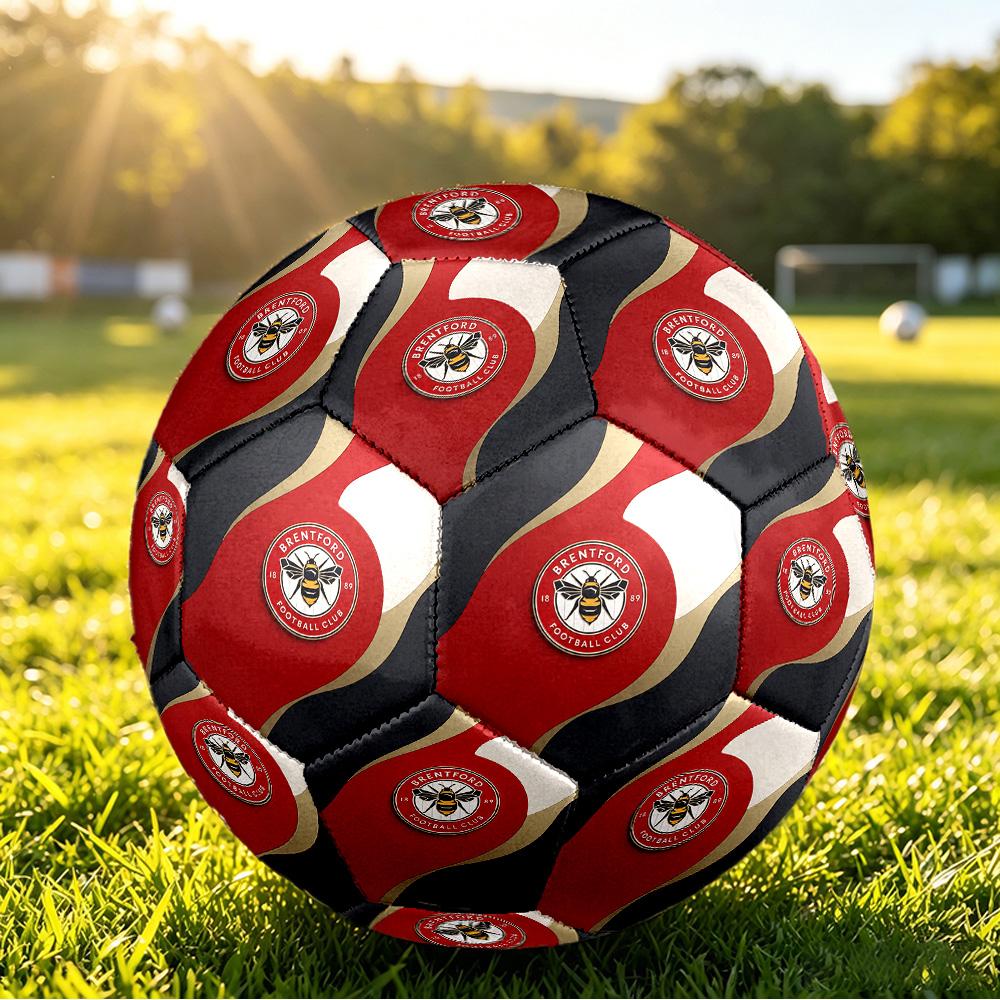 Brentford FootballPrinted Size 5 Soccer Bl, Anti Slip Adult Match Football Souvenir for Football Fans