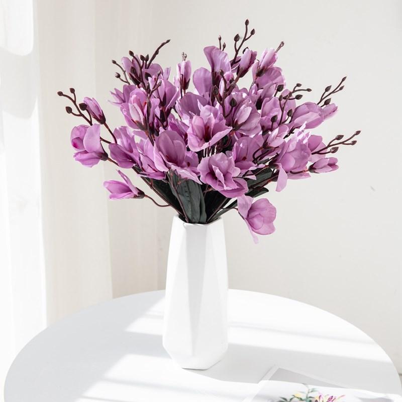 1PC Magnolia Bouquet Artificial Flowers for Home Decor Wedding Christmas Party Supplies Photography Props Bride Accessories