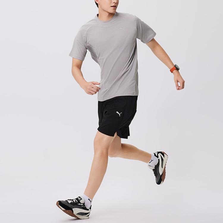 Puma Lightweight Running Logo Moisture-Wicking Quick-Dry Two-In-One Sports Shorts Men shorts Black 527982-01