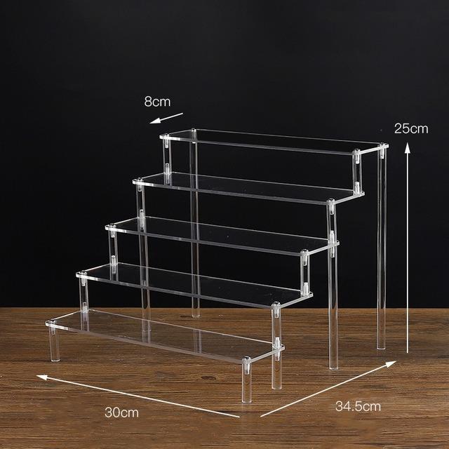 1-5 Tier Clear Acrylic Display Stand,Display Riser Shelf for Cupcake,Perfume Decoration and Organizer Amiibo Funko POP Figures