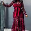 New European And American Women'S Clothing Wish Lace Hollow Long-Sleeved Stand-Up Collar Strap 5-Color Irregular Dress