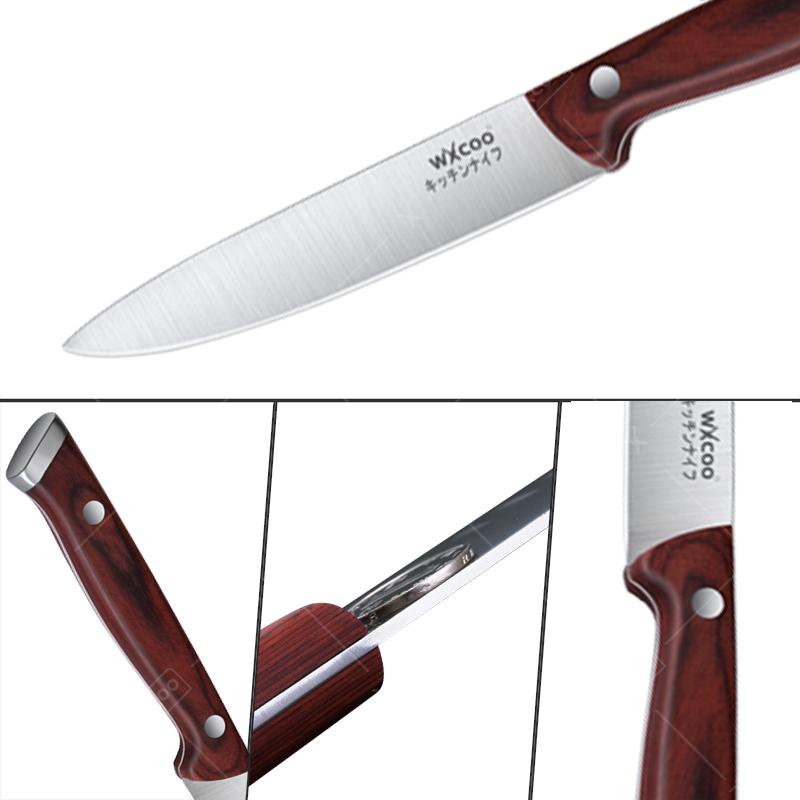 WXCOO Professional Kitchen Knife Fruit Peeling Chef's Knife Meat Cleaver Fruit Slicing Stainless Steel Fruit Knife Wooden Handle