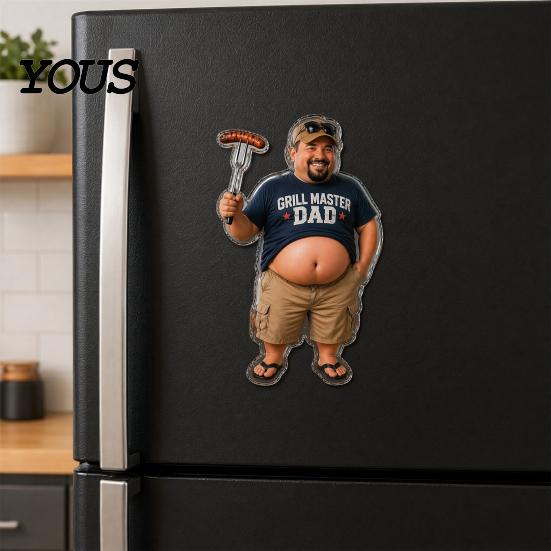 Stress Relief Fridge Magnet Daddy with Soft Tummy, Squeeze Dads Cabinet Belly Refrigerator Magnet, Photo Holder for Kitchen Decor