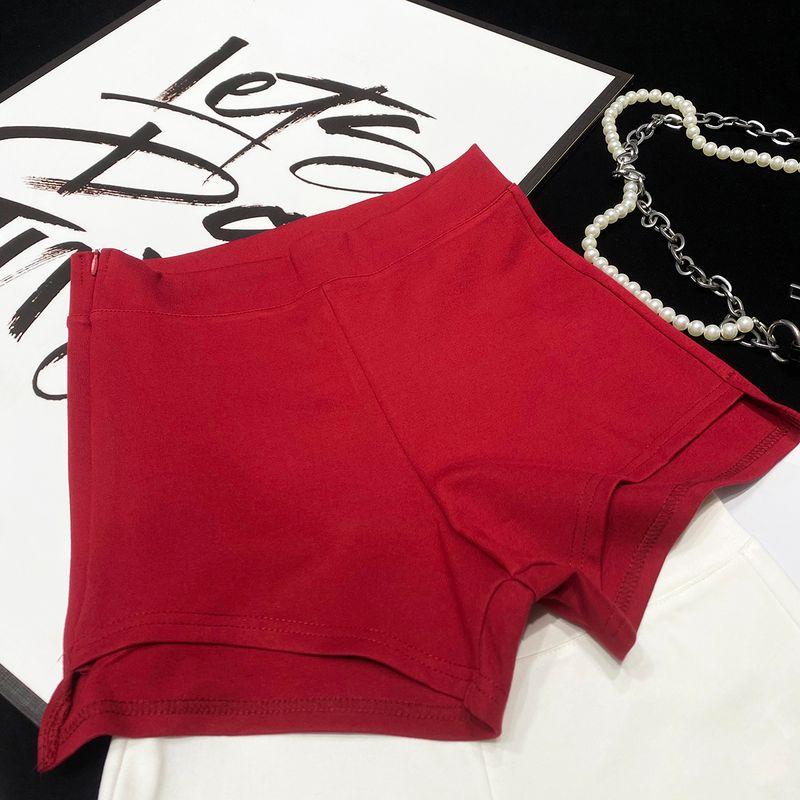 

CCA Homemade Fashion Ins Blogger Pure Color V Waist Elastic Sports Shorts Silm Slim Looking Sexy Hot Pants for Women Summer Burgundy L