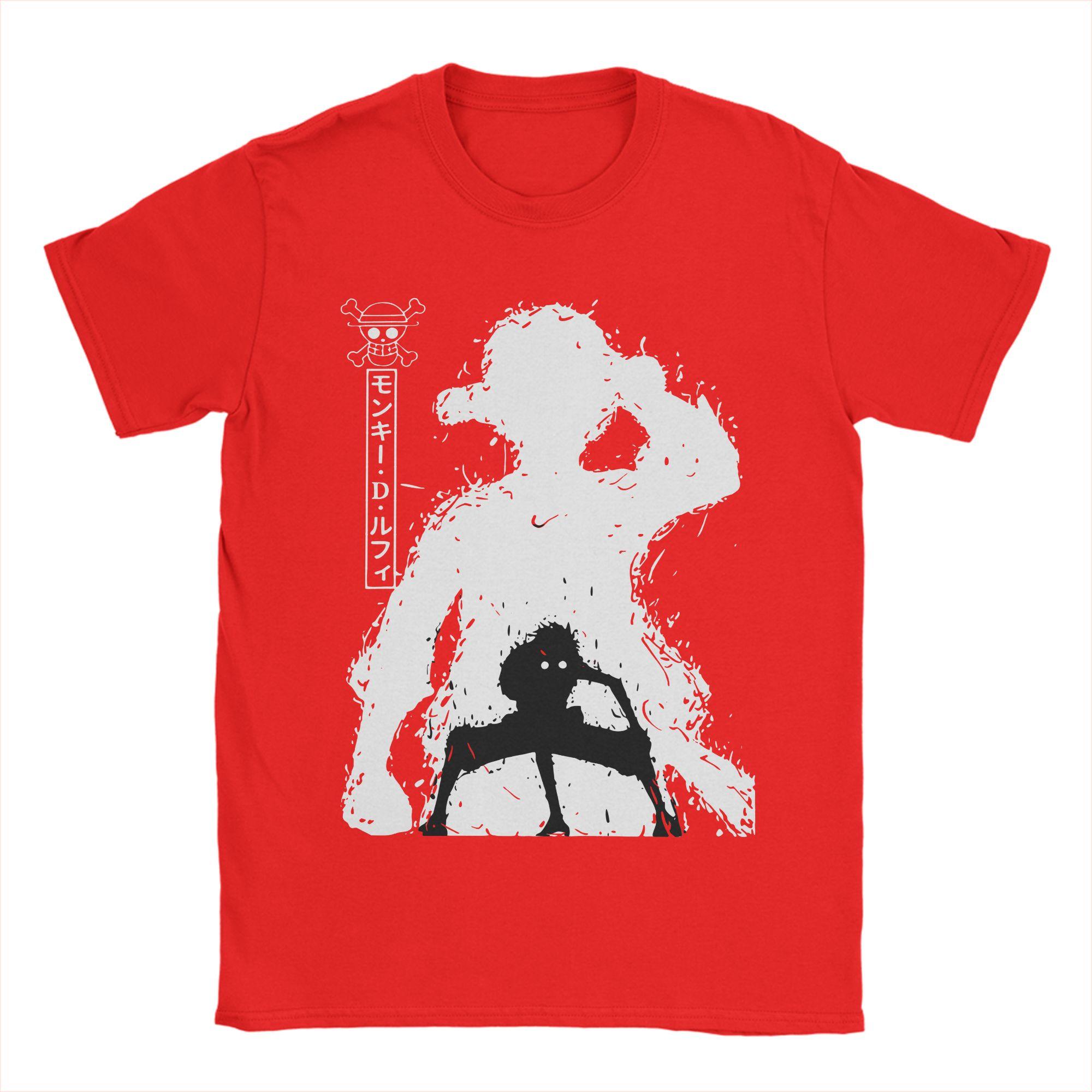

Ones Pieces Monkey D Luffy T Shirts Men Cotton Awesome TShirt Crew Neck Tee Shirt Short Sleeve Clothes Graphic Printed S