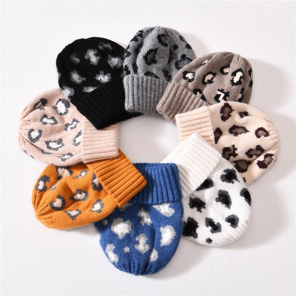 Children's Knitted Hat Rabbit Down Leopard Print Soft Cute Autumn and Winter Outdoor Wool Hat To Keep Warm