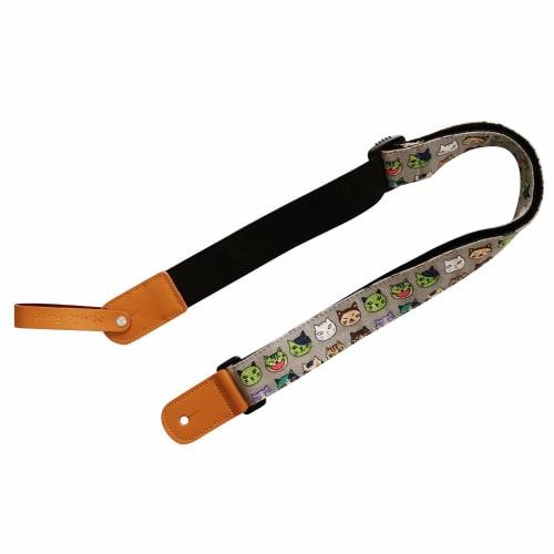 MUSIC FIRST? Original Design Cute Cartoon "Watermelon Cat" Soft Cotton & Genuine Leather Ukulele Strap/Ukulele Shoulder Strap (Includes One "MUSIC FIR