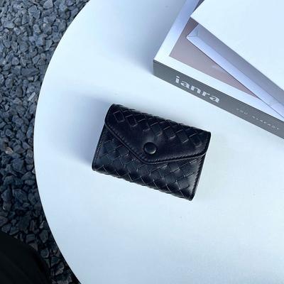 Fashion Woven Real Leather Card Holders For Women Soft Lambskin Credit Business ID Coin Purse Cover Design 11 Slots Card Bags