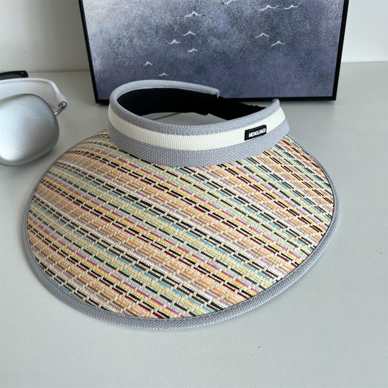 New Fashion Rainbow Knitted Hat Women's Empty Top Hat Beach Hat Big Brim Sun Hat Sun Hat Sun Hat