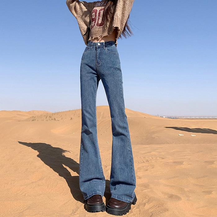 Small Slim Horseshoe Pants Jeans for Women In Autumn and Winter Slim and Tall Slim Straight Floor Pants