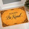1pc Non-Slip Absorbent Flannel Suitable for Bedroom & Living Room, Orange "ALWAYS Be Kind" Inspirational Entrance Mat with Black Pattern, Machine Wash
