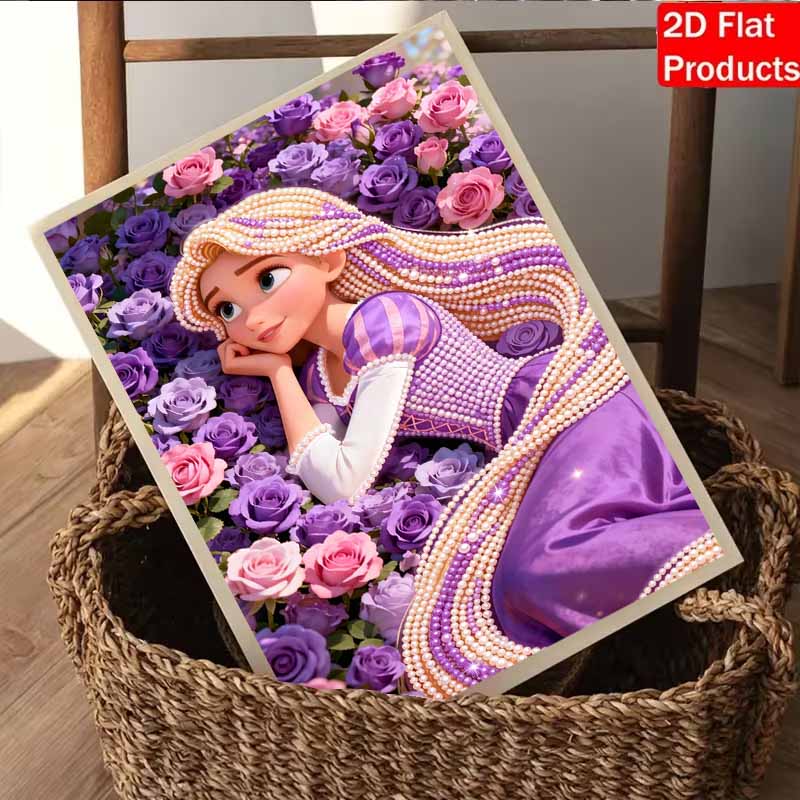 Disney Pearl Painting 5D Rapunzel Floral Rose Princess Pearl Gemstone Art Diamond Painting Kit for Adults Beginners Gift Ideas Home Decor
