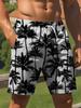 Black and white coconut grove seaside resort style men's shorts, micro-elastic, quick-drying